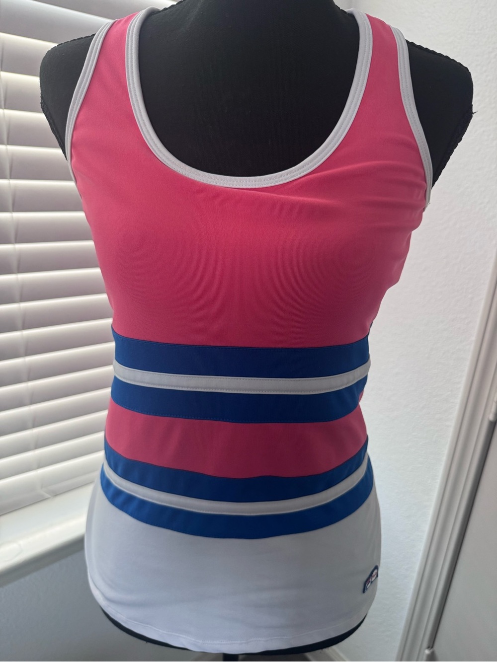 FILA Women’s Pink Blue & White Racerback Tennis Tank Top Size S